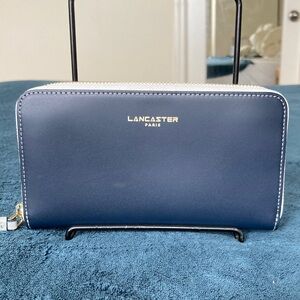 Lancaster Paris Adele Navy Zip-Around Leather Wallet